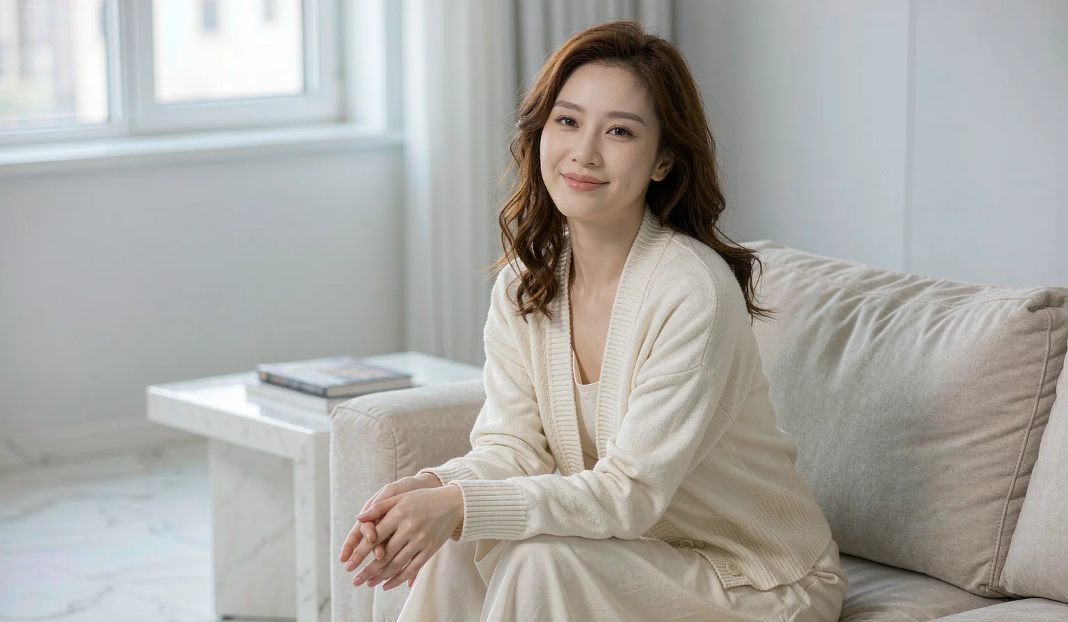 女款伴侣机器人在家庭客厅